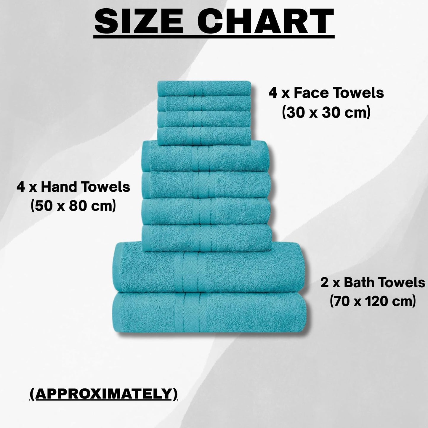NFK TEXTILE Ultimate Luxury Towel Set - 10 Piece 100% Egyptian Cotton, Soft, Absorbent & Extra Large 4 Face, 4 Hand, 2 Bath Towels