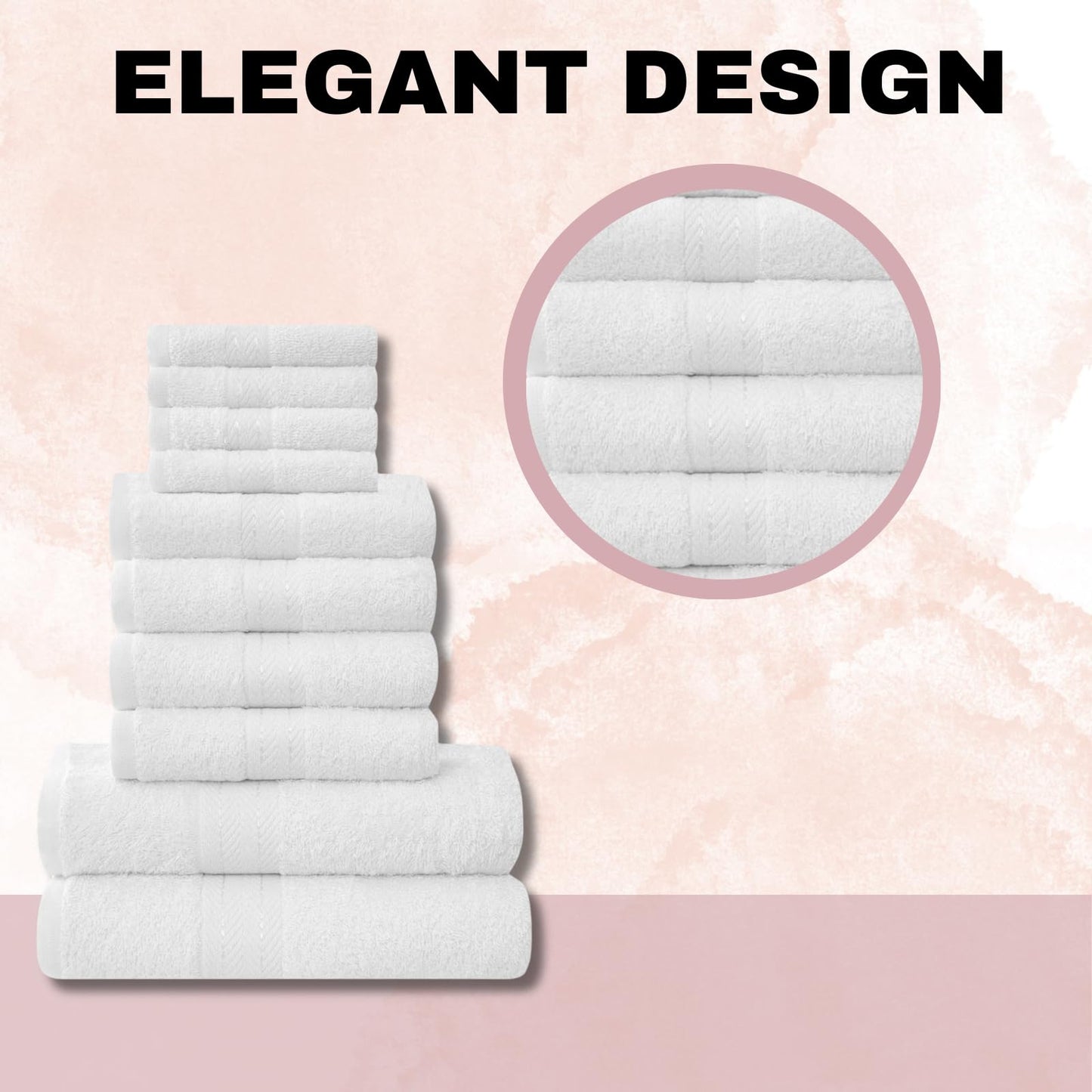 NFK TEXTILE Ultimate Luxury Towel Set - 10 Piece 100% Egyptian Cotton, Soft, Absorbent & Extra Large 4 Face, 4 Hand, 2 Bath Towels