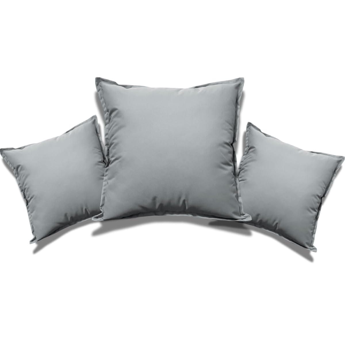 NFK Textile Waterproof Garden Pillow Covers Soft Cushion Cover Furniture Decorative Indoor & Outdoor Living Room Cushion Seats Patio (Silver, Pack of 1 (60x60 cm))
