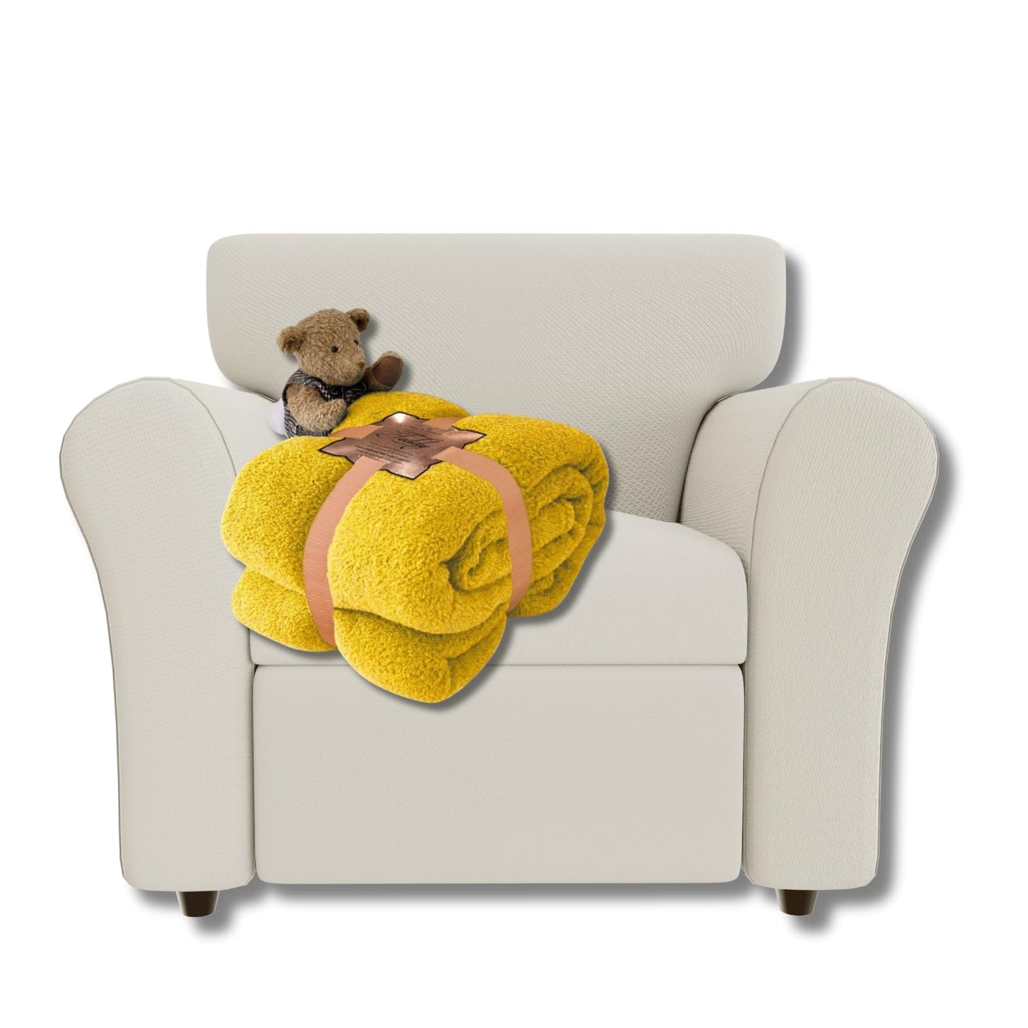 NFK TEXTILE Teddy Bear Blanket - Lightweight Sherpa Fleece 100% Polyester Ultra Plush Snuggle Comfort for Sofa, Settee Premium Soft & Cozy Throw