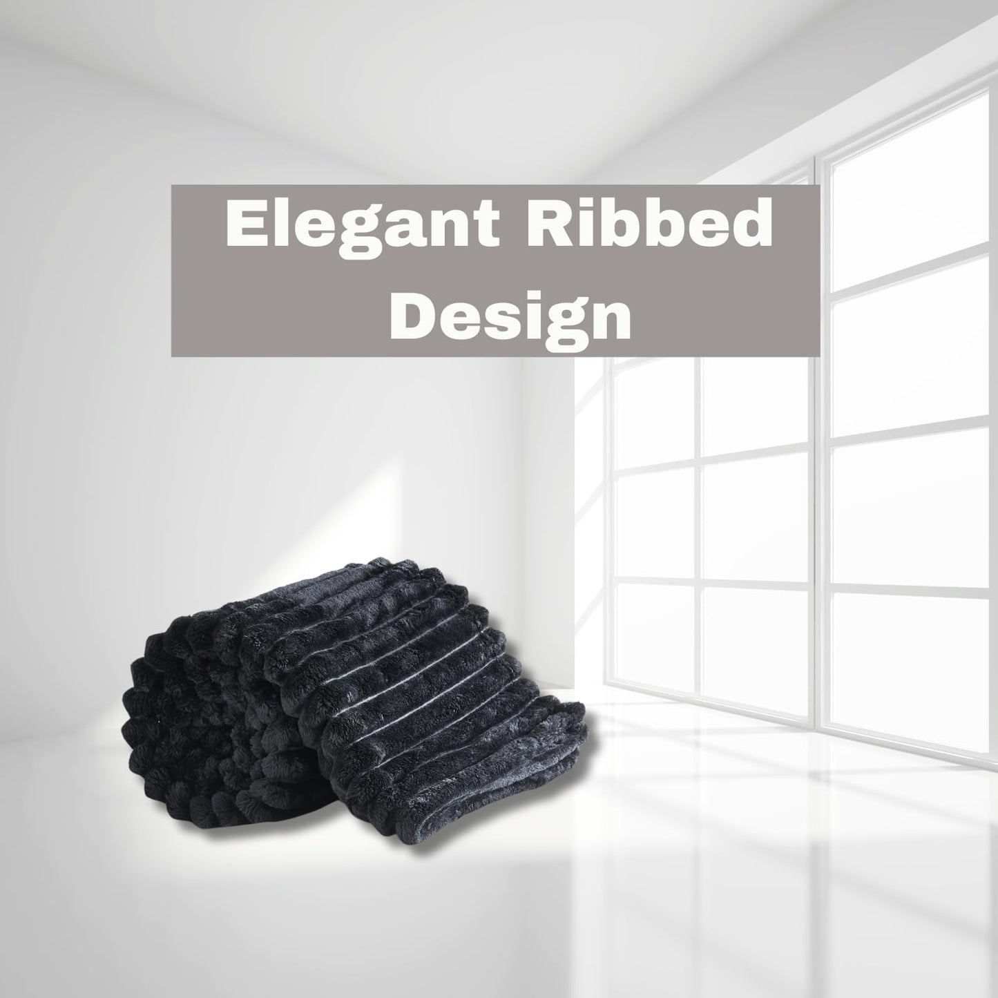 Luxury Chunky Ribbed Throw Blanket - Fluffy Sherpa Fleece, Thermal Warmth & Hypoallergenic - Cozy Extra Large Throws for Sofa, Bed, Couch