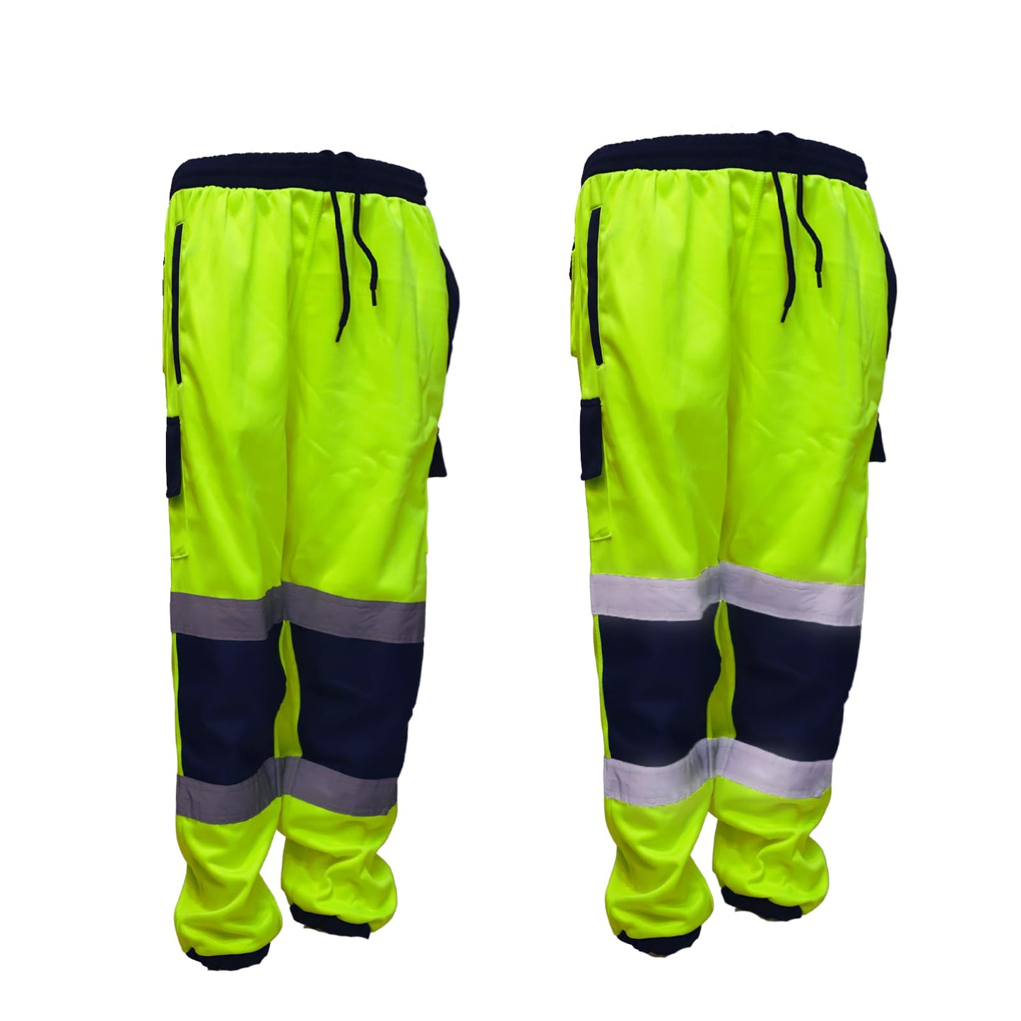 NFK TEXTILE 100% Polyester Hi Viz Mens Work Trousers Mens Safety Reflective Pant Workwear Hi Viz Trouser for Men Work Utility Safety Jogger High Visibility Trouser