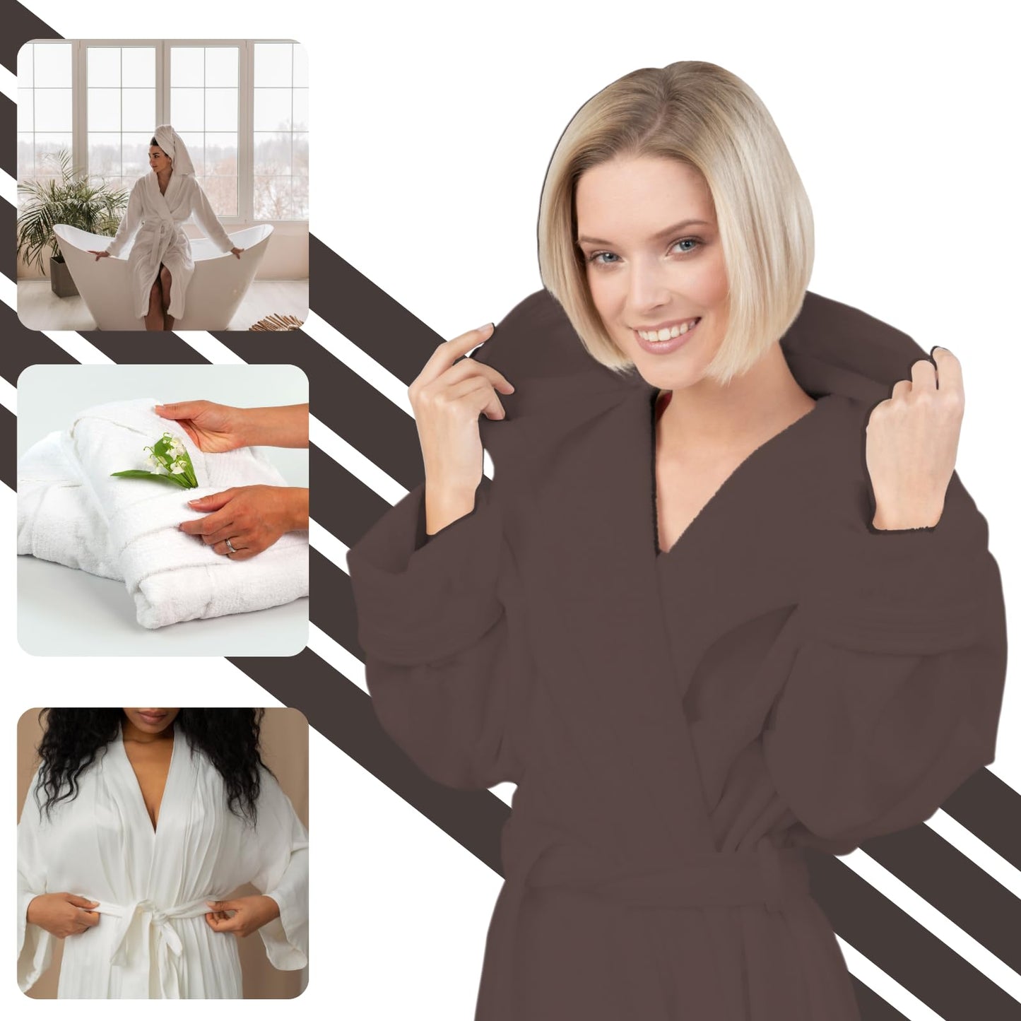 NFK TEXTILE Bathrobes 100% Egyptian Cotton soft Terry Toweling Luxury Dressing Gown Unisex Hooded Bathrobes Extra Absorbent Hotel Quality 650 GSM Cosy Dressing Gowns