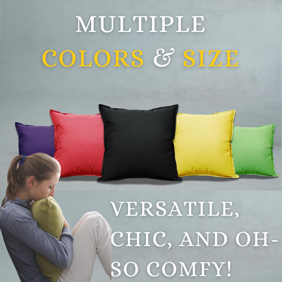 NFK Textile Waterproof Garden Pillow Covers Soft Cushion Cover Furniture Decorative Indoor & Outdoor Living Room Cushion Seats Patio (Purple, Pack of 2 (60x60 cm))