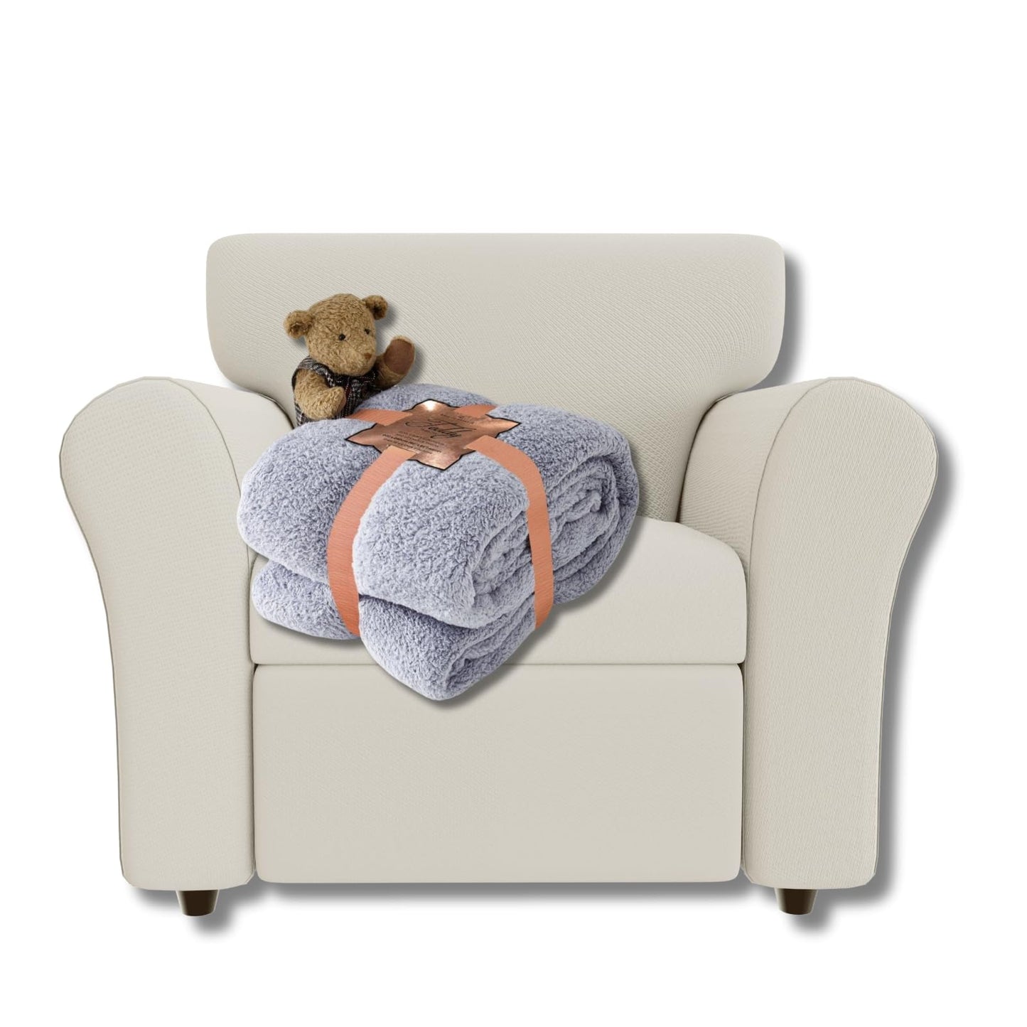 NFK TEXTILE Teddy Bear Blanket - Lightweight Sherpa Fleece 100% Polyester Ultra Plush Snuggle Comfort for Sofa, Settee Premium Soft & Cozy Throw