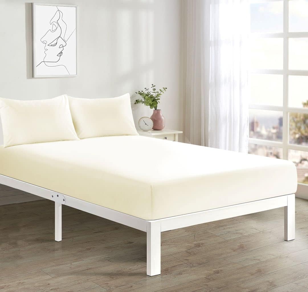 100% Polycotton 40cm Fitted Sheet Super Soft & Warm Cozy Fitted Sheets for Adjustable Bed Extra Deep Fitted Sheet