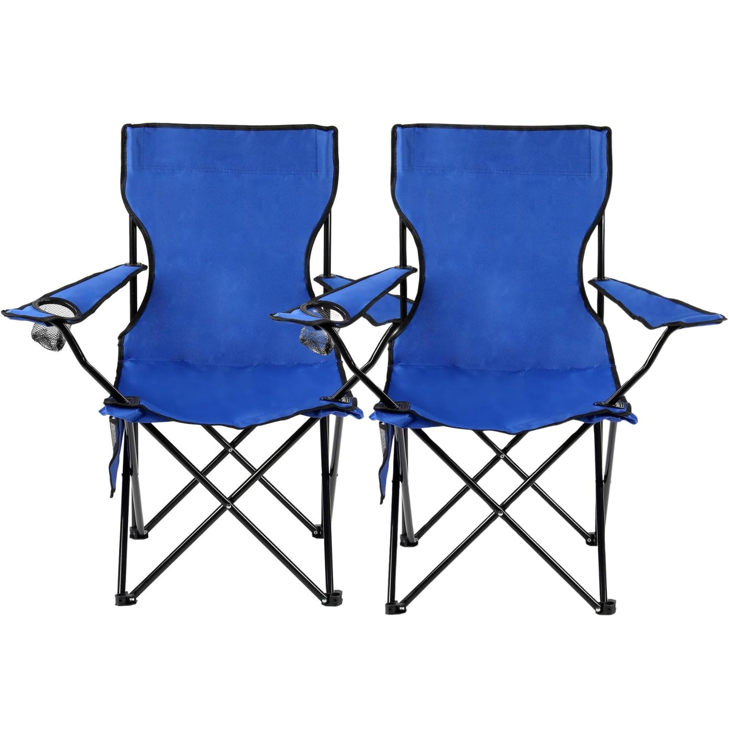 NFK TEXTILE 2 Lightweight Folding Camping Chair - Portable, Cup Holder, Side Pocket, Perfect for Camping, Fishing, Beach, BBQs