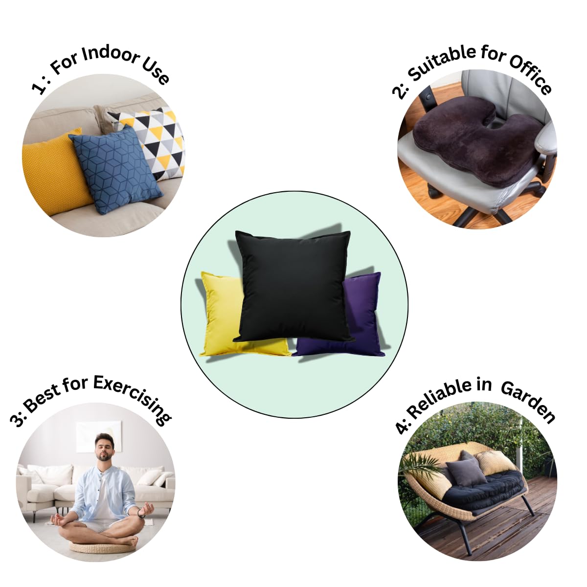 NFK Textile Waterproof Garden Pillow Covers Soft Cushion Cover Furniture Decorative Indoor & Outdoor Living Room Cushion Seats Patio (Dark Brown, Pack of 2 (60x60 cm))
