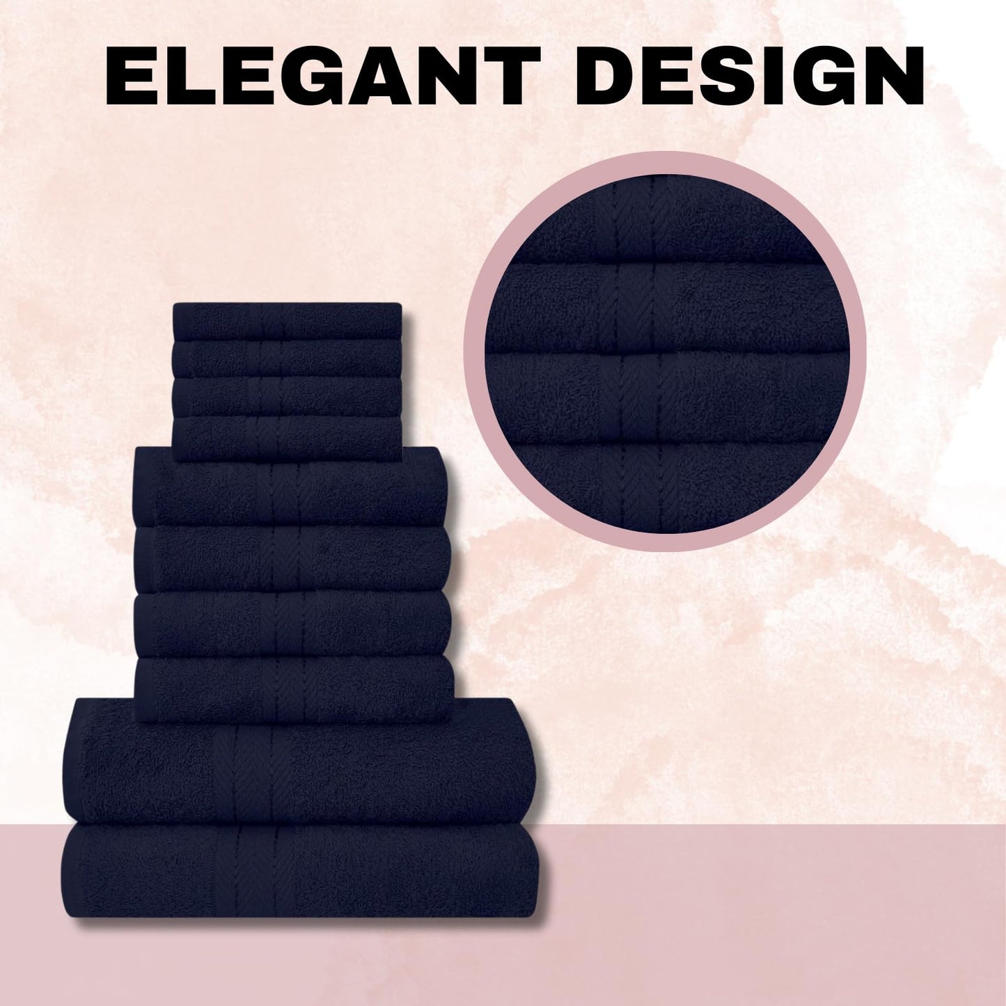 NFK TEXTILE Ultimate Luxury Towel Set - 10 Piece 100% Egyptian Cotton, Soft, Absorbent & Extra Large 4 Face, 4 Hand, 2 Bath Towels