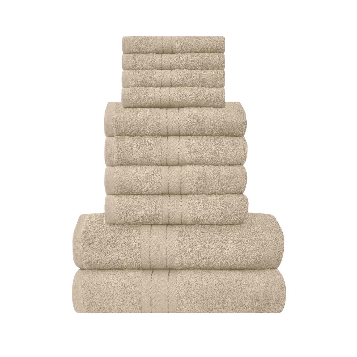 NFK TEXTILE Ultimate Luxury Towel Set - 10 Piece 100% Egyptian Cotton, Soft, Absorbent & Extra Large 4 Face, 4 Hand, 2 Bath Towels
