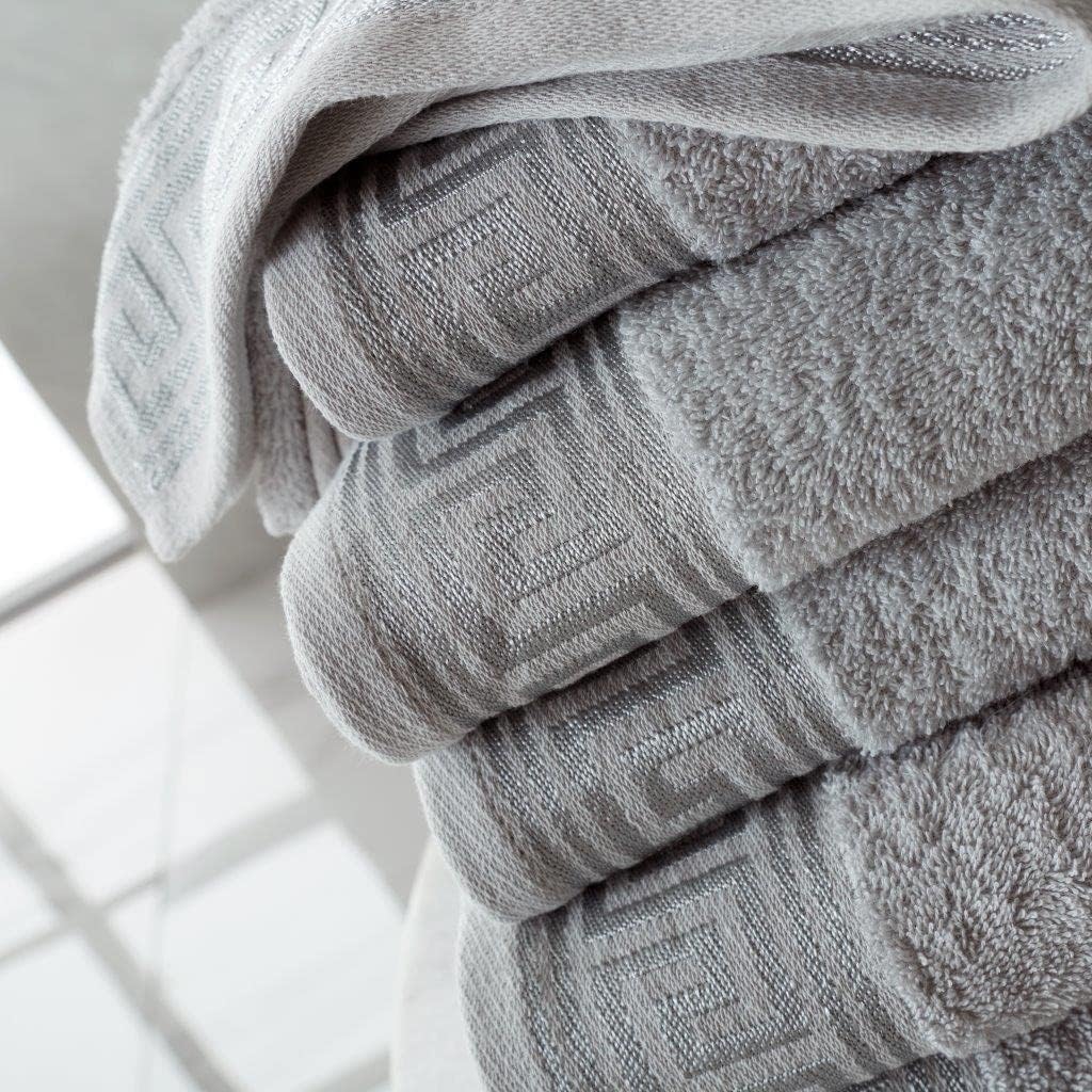 NFK Textile Greek Key Towels Luxury Hotel Quality Embroidered 100% Egyptian Cotton 8 pcs Bale Set & Bath Sheets