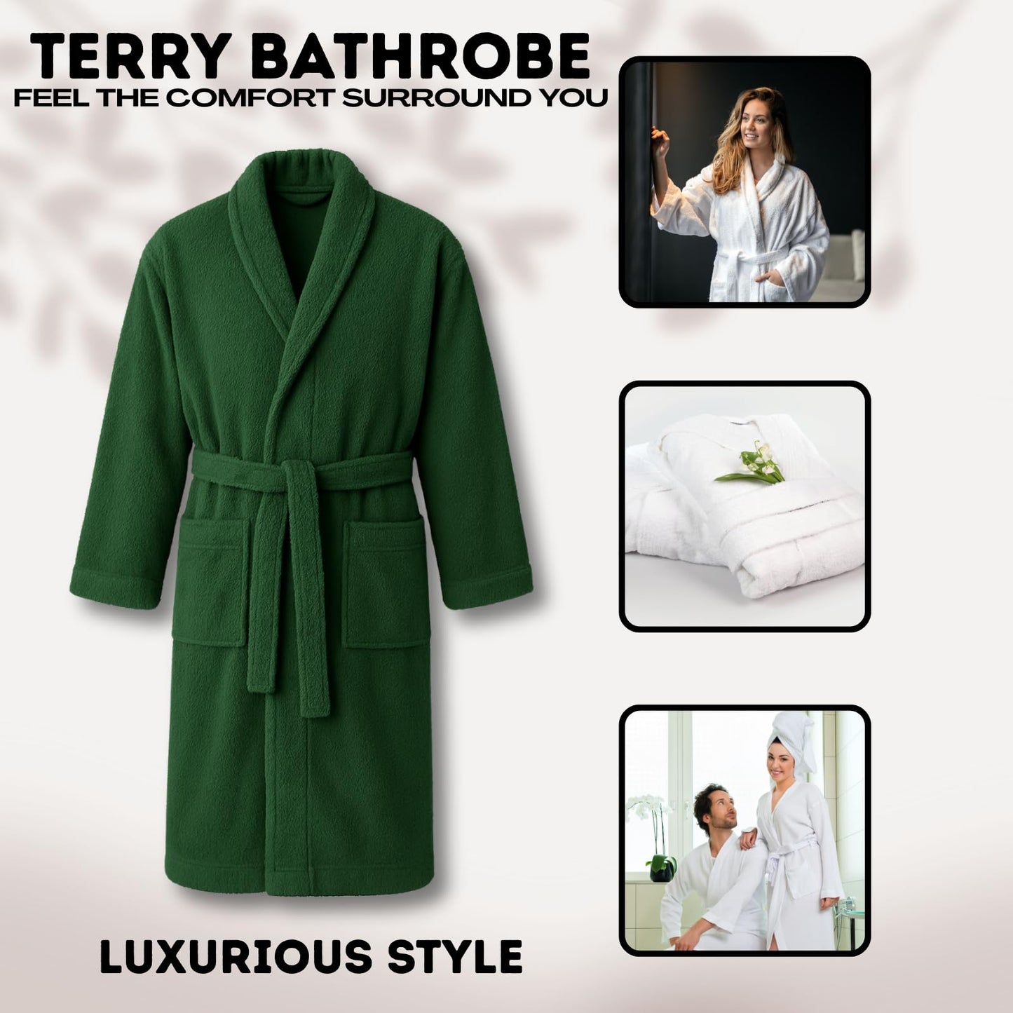 NFK Textile Bathrobes 100% Egyptian Cotton soft Terry Toweling Luxury Dressing Gown Unisex Hooded Bathrobes Extra Absorbent 650 GSM Cosy Dressing Gown Housecoat Nightwear