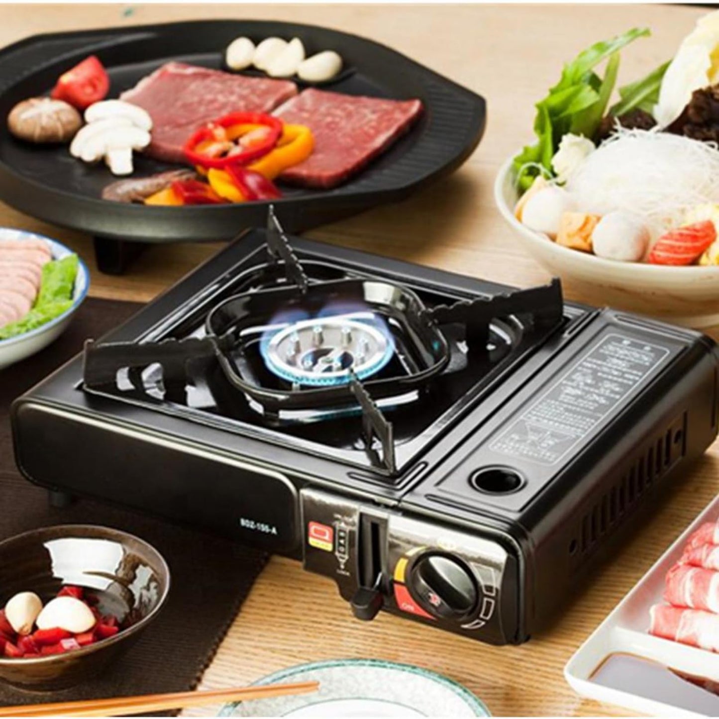 Portable Butane Camping Stove Kit in Carry Case - Includes Gas Bottles, Automatic Ignition & Heat Control for Easy Outdoor Cooking