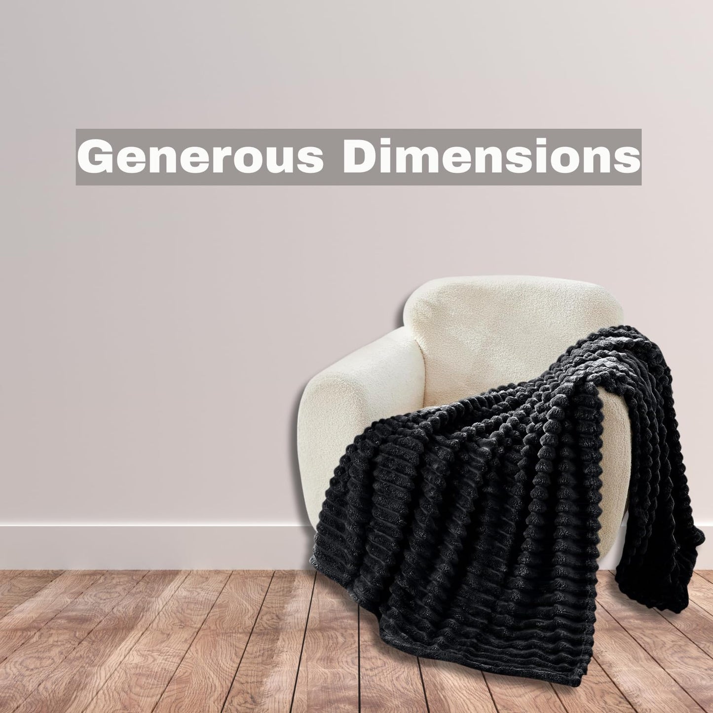 Luxury Chunky Ribbed Throw Blanket - Fluffy Sherpa Fleece, Thermal Warmth & Hypoallergenic - Cozy Extra Large Throws for Sofa, Bed, Couch