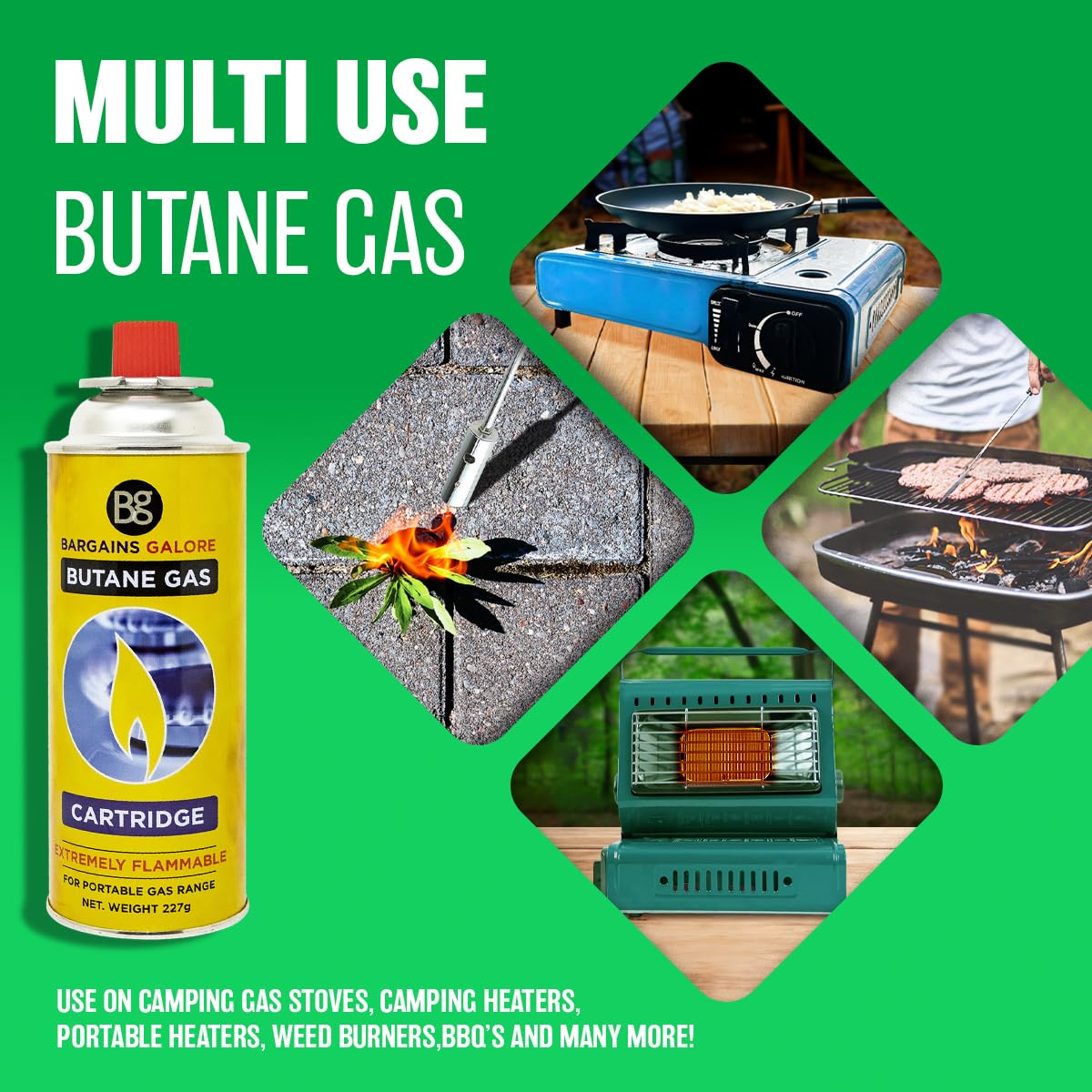 Marksman 8 BUTANE GAS BOTTLES CANISTER CAMPING HEATER COOKER BBQ