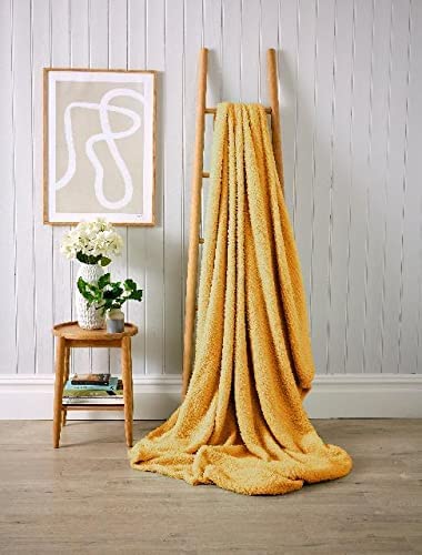 NFK TEXTILE Teddy Bear Throws Super Soft Luxurious Warm Cozy Sofa Settee Bed Sherpa Fleece Blankets Non-Allergic Travel Kids Adults Blankets