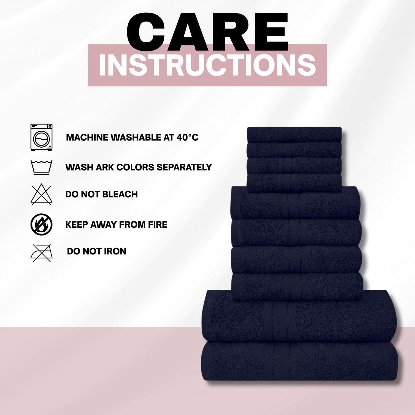 NFK TEXTILE Ultimate Luxury Towel Set - 10 Piece 100% Egyptian Cotton, Soft, Absorbent & Extra Large 4 Face, 4 Hand, 2 Bath Towels