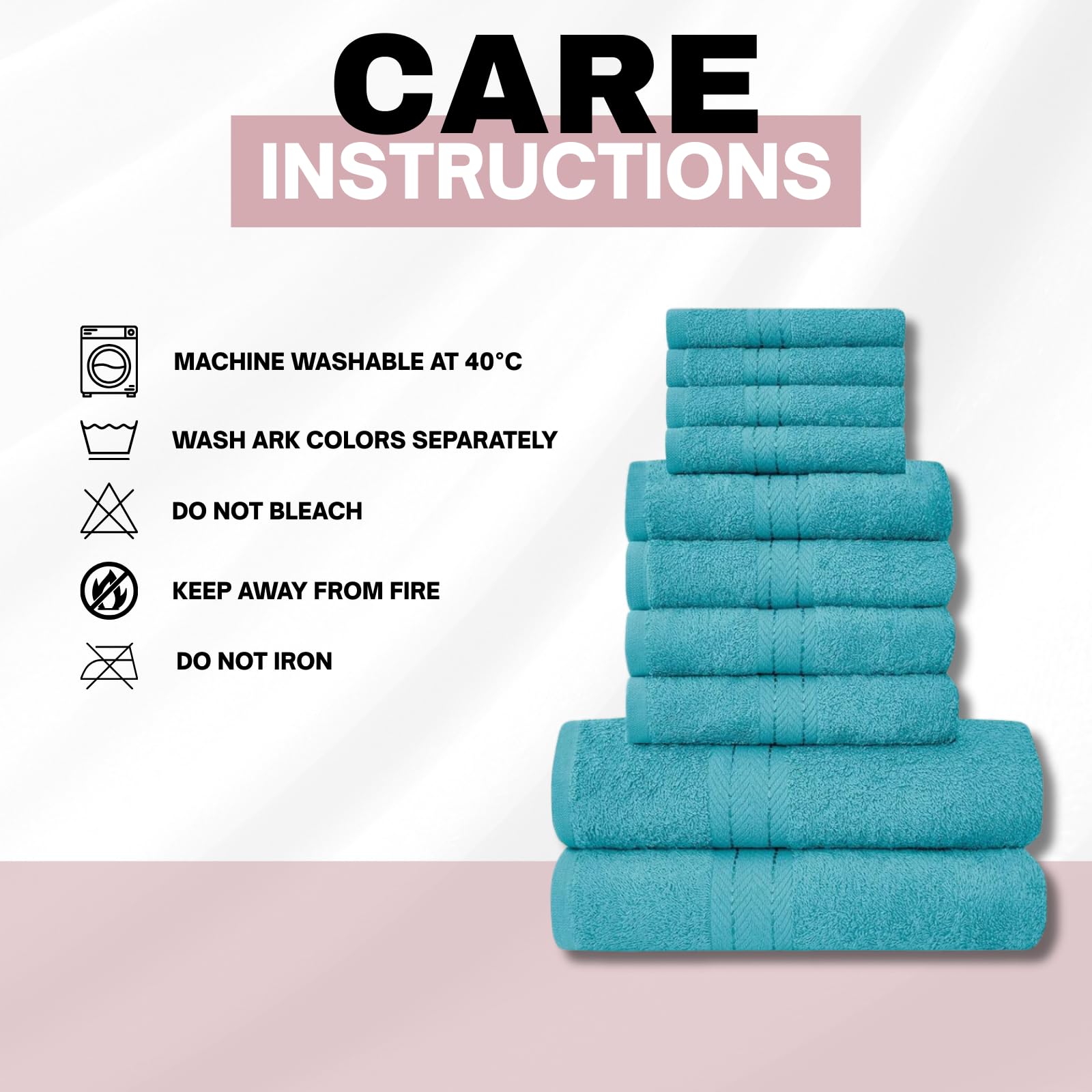 NFK TEXTILE Ultimate Luxury Towel Set - 10 Piece 100% Egyptian Cotton, Soft, Absorbent & Extra Large 4 Face, 4 Hand, 2 Bath Towels