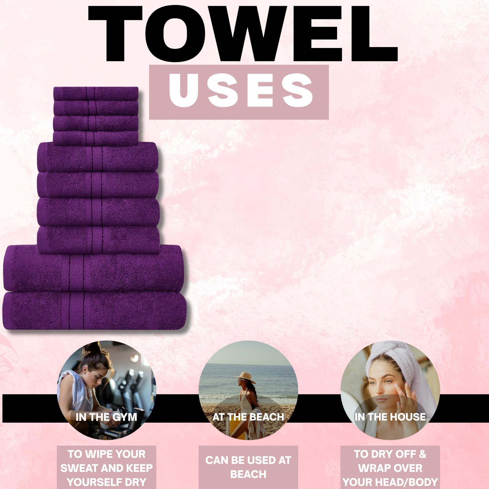 NFK TEXTILE Ultimate Luxury Towel Set - 10 Piece 100% Egyptian Cotton, Soft, Absorbent & Extra Large 4 Face, 4 Hand, 2 Bath Towels