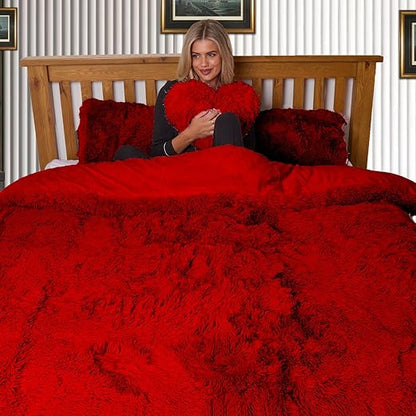 Luxury Fluffy Fur Snuggle Scape Zip Duvet Cover Cuddle Warm Quilt Bedding Set Snuggle Scape Fleece Bedding Duvet