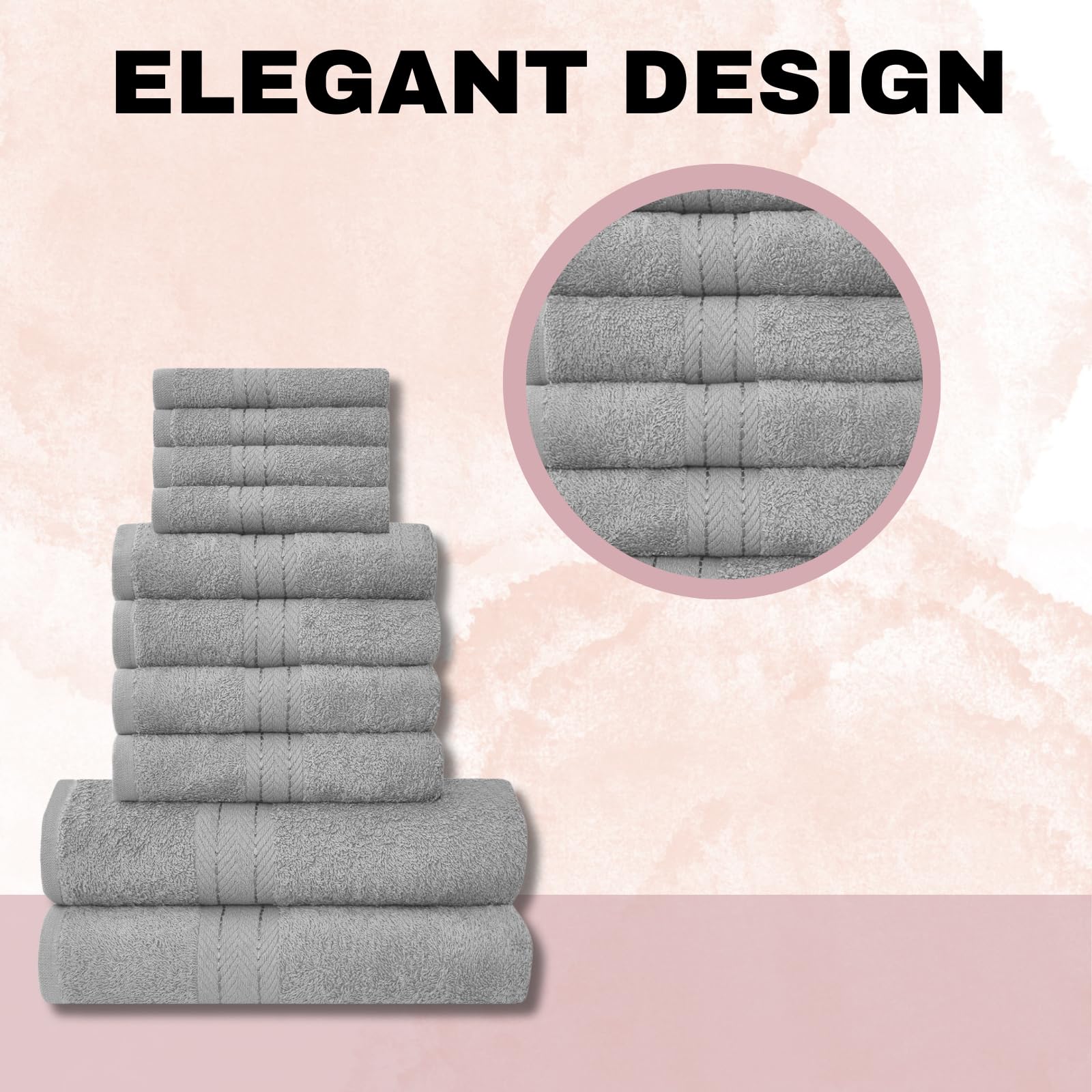 NFK TEXTILE Ultimate Luxury Towel Set - 10 Piece 100% Egyptian Cotton, Soft, Absorbent & Extra Large 4 Face, 4 Hand, 2 Bath Towels