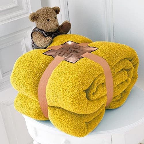 NFK TEXTILE Teddy Bear Throws Super Soft Luxurious Warm Cozy Sofa Settee Bed Sherpa Fleece Blankets Non-Allergic Travel Kids Adults Blankets
