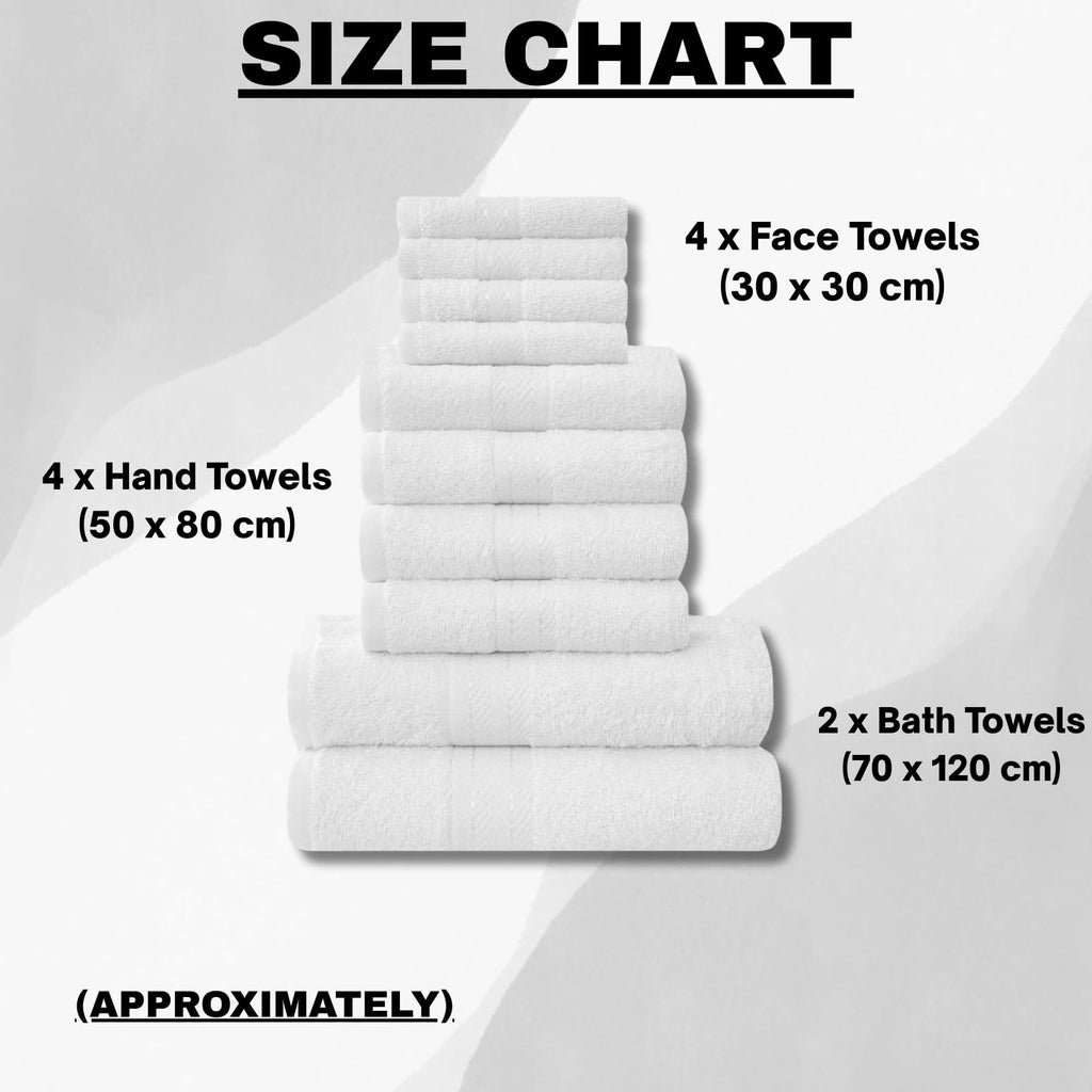 NFK 10 Piece Egyptian Cotton Towel Set