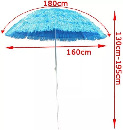 NFK Textile Umbrella Thatched Folding Function Weather Resistant Outdoor Hawaiian Style Umbrella with Tilt Patio Sunshade Sun Garden Beach Umbrella