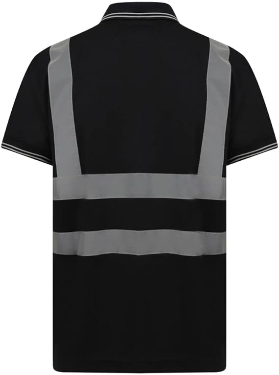 Hi Viz High Visibility Short Sleeve Polo T-Shirt Reflective Tape Safety Hi Vis Collared Security Work Wear T-Shirts