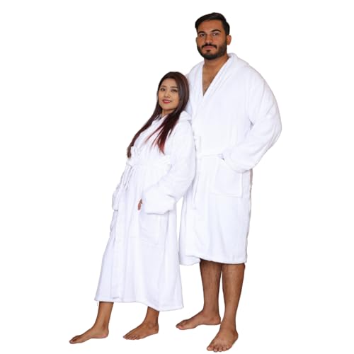 NFK TEXTILE Bathrobes 100% Egyptian Cotton soft Terry Toweling Luxury Dressing Gown Unisex Hooded Bathrobes Extra Absorbent Hotel Quality 650 GSM Cosy Dressing Gowns