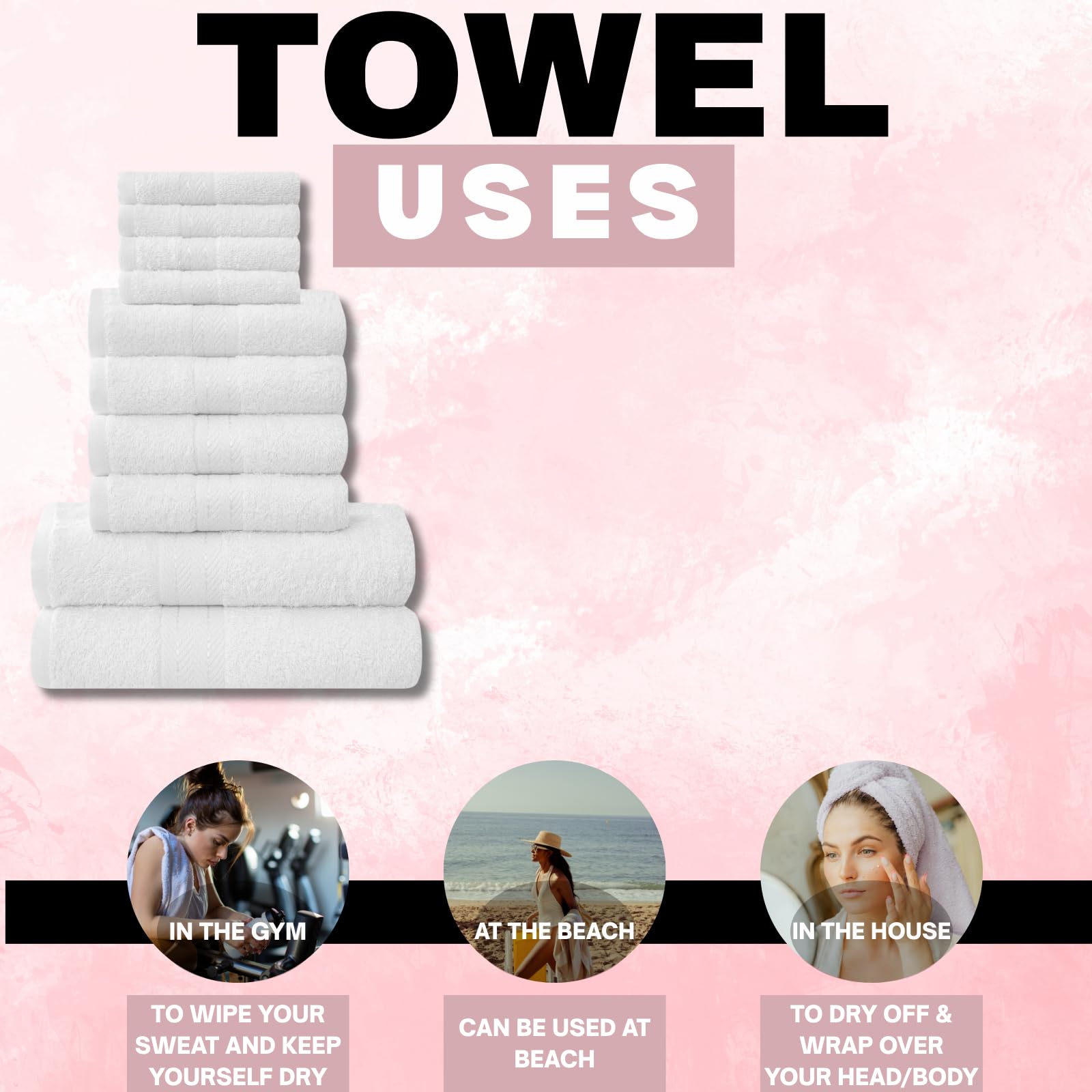 NFK TEXTILE Ultimate Luxury Towel Set - 10 Piece 100% Egyptian Cotton, Soft, Absorbent & Extra Large 4 Face, 4 Hand, 2 Bath Towels