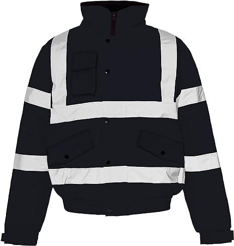 NFK TEXTILE Hi Vis Bomber Jacket High Visibility Work Wear Hi Vis Safety Waterproof Work Wear Bomber Jackets Reflective Security Jackets