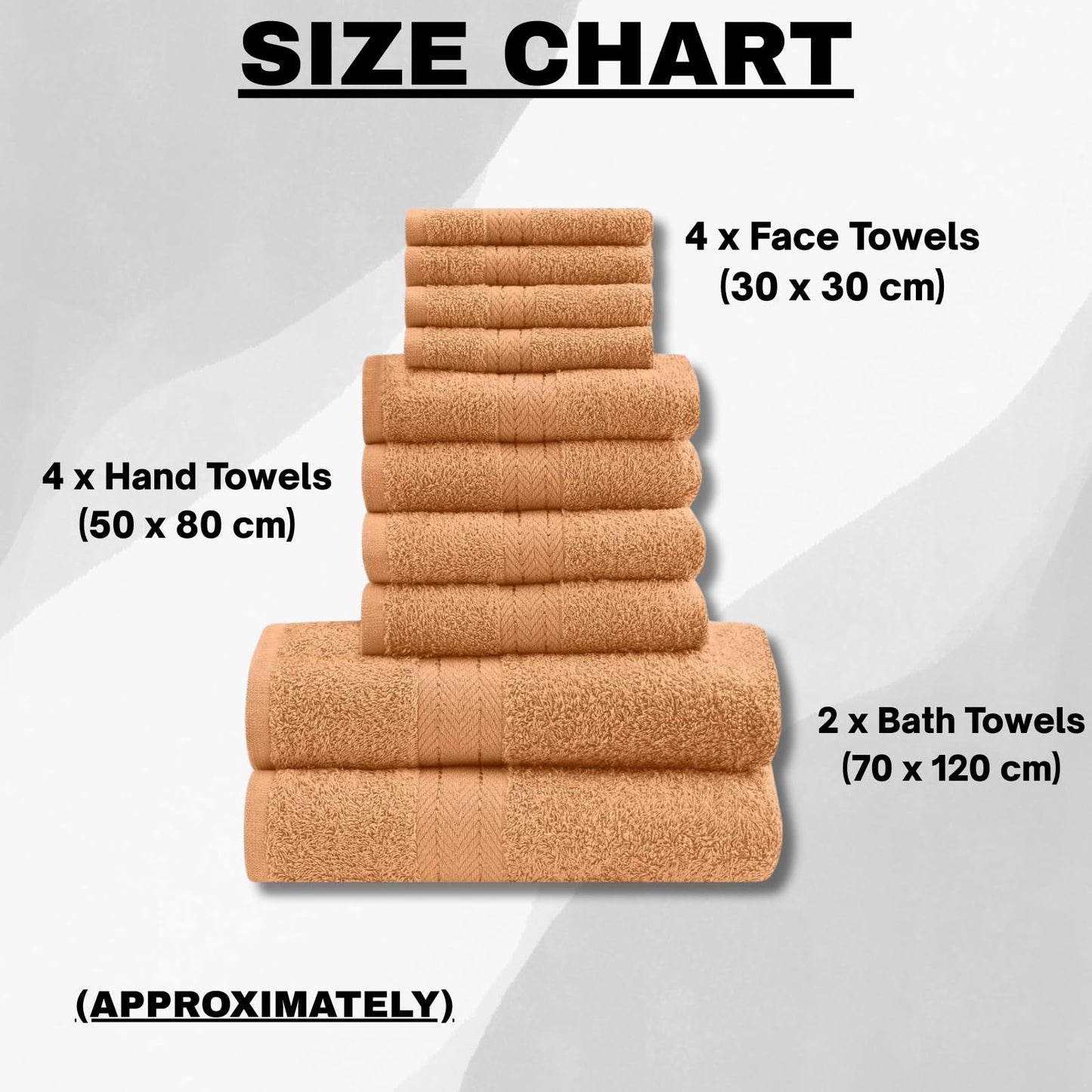 NFK TEXTILE Ultimate Luxury Towel Set - 10 Piece 100% Egyptian Cotton, Soft, Absorbent & Extra Large 4 Face, 4 Hand, 2 Bath Towels