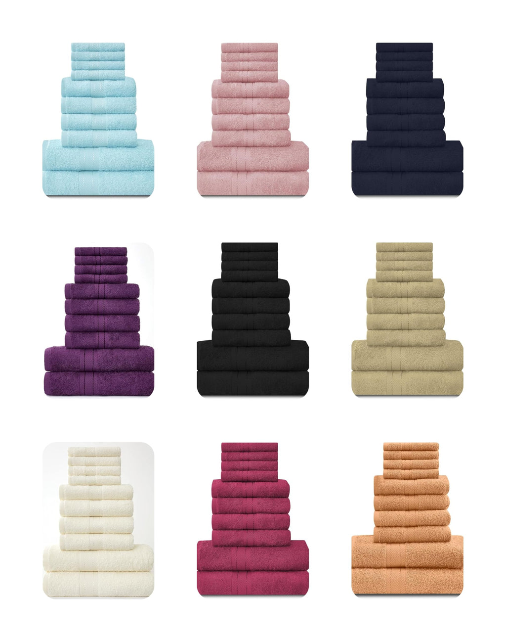 NFK 10 Piece Egyptian Cotton Towel Set