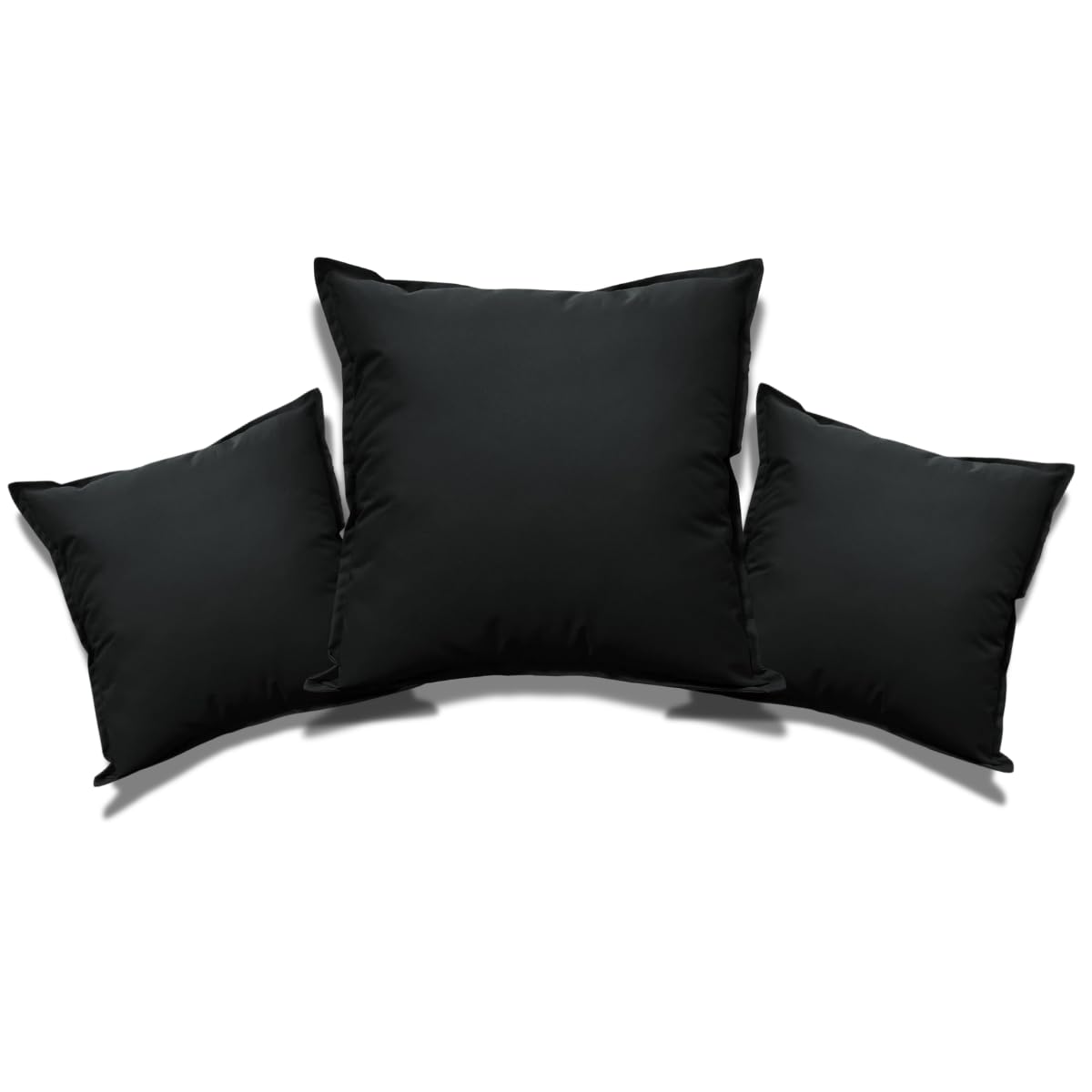 NFK Textile Waterproof Garden Pillow Covers Soft Cushion Cover Furniture Decorative Indoor & Outdoor Living Room Cushion Seats Patio (black, Pack of 2 (60x60 cm))