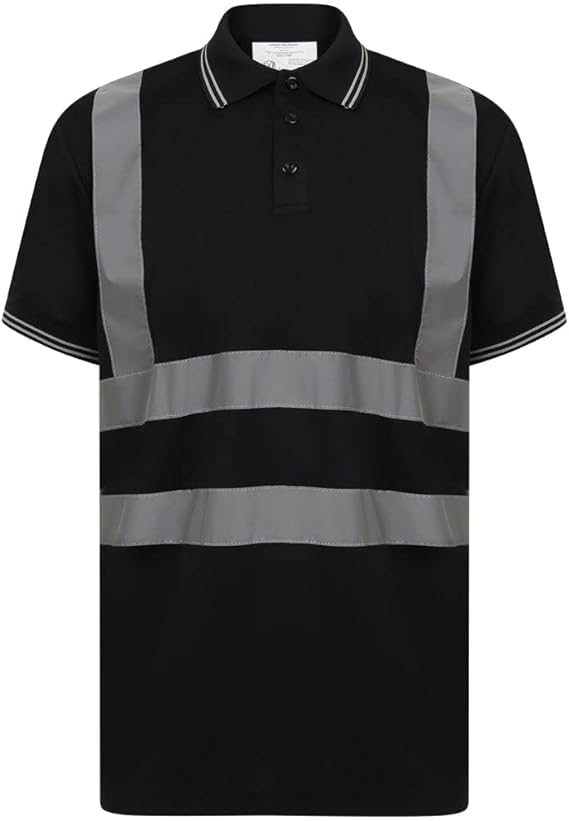 Hi Viz High Visibility Short Sleeve Polo T-Shirt Reflective Tape Safety Hi Vis Collared Security Work Wear T-Shirts