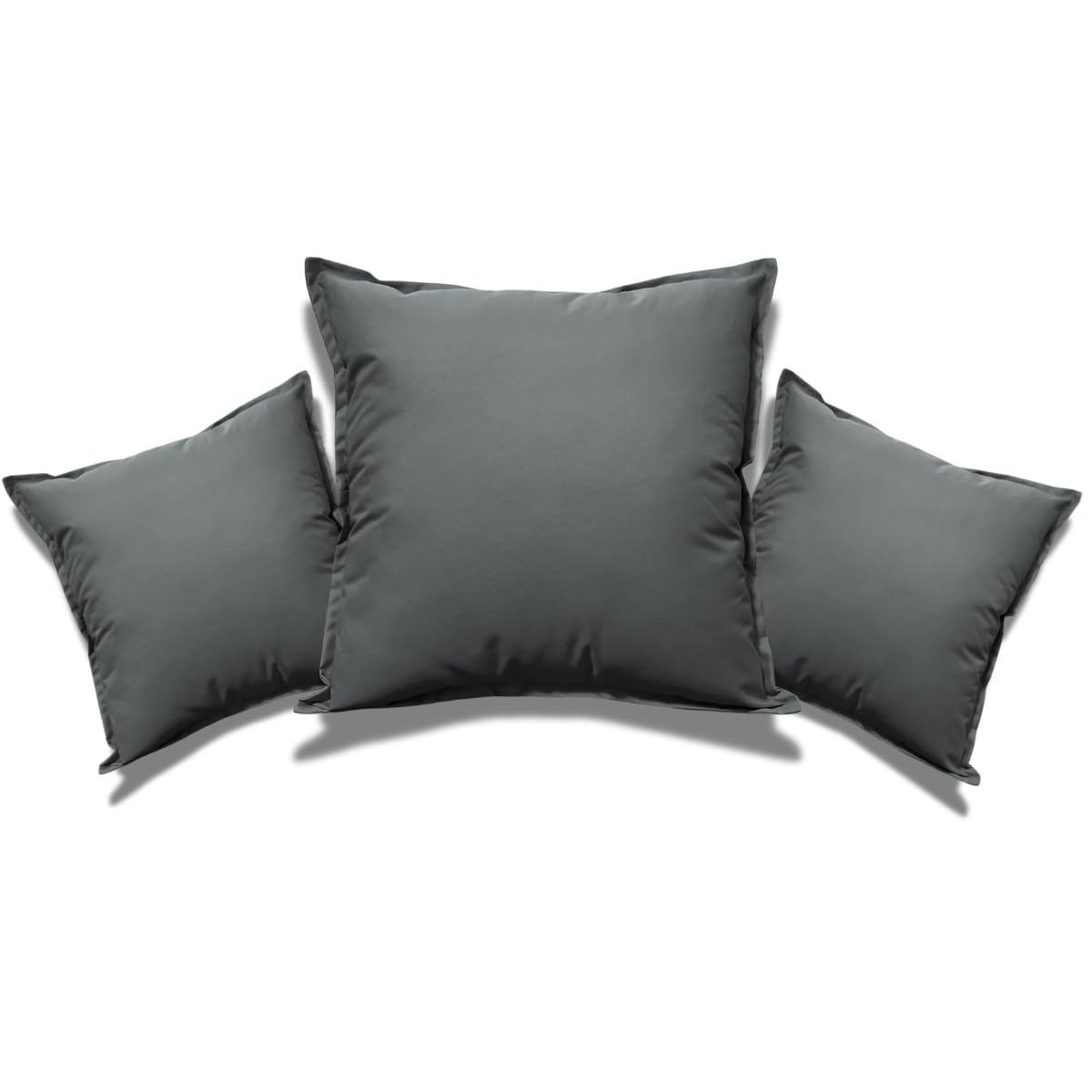 NFK Textile Waterproof Garden Pillow Covers Soft Cushion Cover Furniture Decorative Indoor & Outdoor Living Room Cushion Seats Patio (Dark Grey, Pack of 2 (45x45 cm))