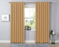 NFK TEXTILE LW Blackout Eyelet Curtains Black Out Thermal Curtains eyelet Curtain Pair … (Ochre, 90* Wide x 90* Drop)