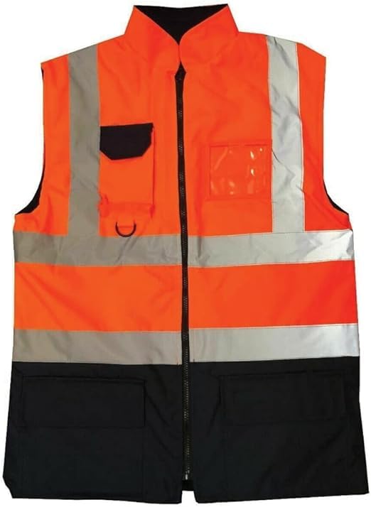NFK TEXTILE 100% Polyester Waterproof Waistcoat Hi Viz Vest Super Soft Body Warmer Reversible Fleece Gilet Vest Reflective Security Work Wear Life Save Jacket