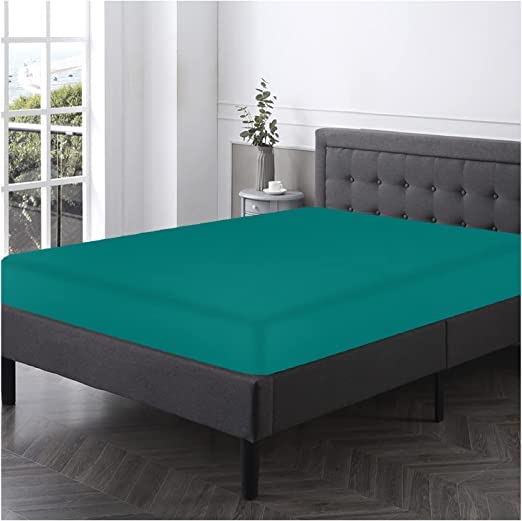 NFK TEXTILE Plain Style PolyCotton Fitted Bedsheets with Long-Lasting Color and Easy Care Bedding Fitted Sheets