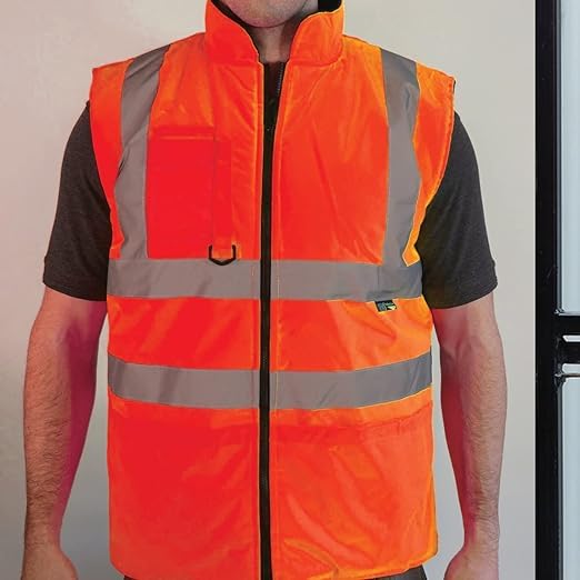 NFK TEXTILE 100% Polyester Waterproof Waistcoat Hi Viz Vest Super Soft Body Warmer Reversible Fleece Gilet Vest Reflective Security Work Wear Life Save Jacket