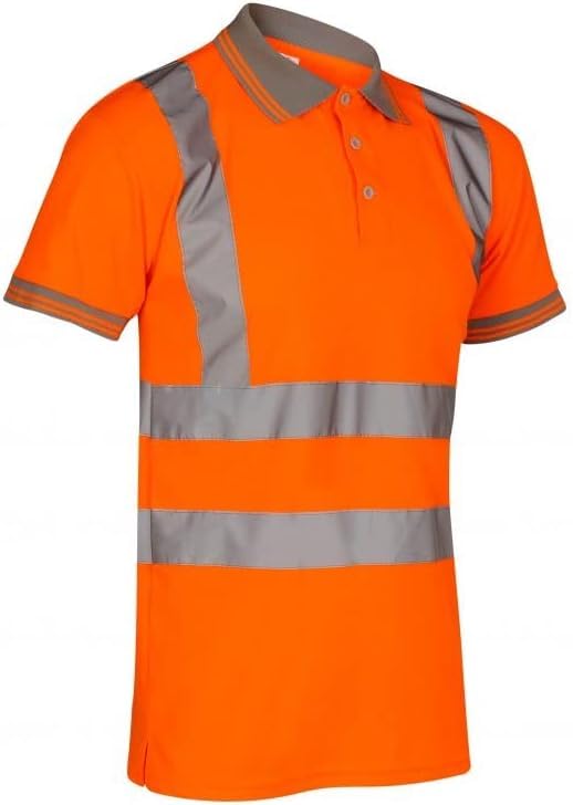 Hi Viz High Visibility Short Sleeve Polo T-Shirt Reflective Tape Safety Hi Vis Collared Security Work Wear T-Shirts