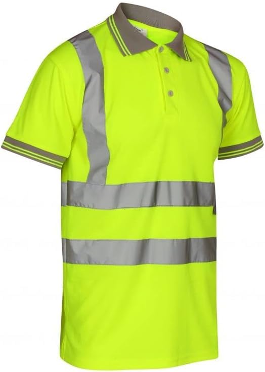 Hi Viz High Visibility Short Sleeve Polo T-Shirt Reflective Tape Safety Hi Vis Collared Security Work Wear T-Shirts