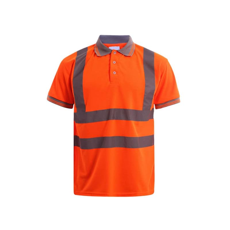 Hi Viz High Visibility Short Sleeve Polo T-Shirt Reflective Tape Safety Hi Vis Collared Security Work Wear T-Shirts
