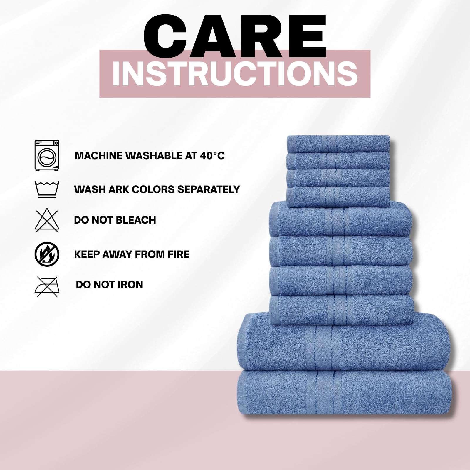 NFK TEXTILE Ultimate Luxury Towel Set - 10 Piece 100% Egyptian Cotton, Soft, Absorbent & Extra Large 4 Face, 4 Hand, 2 Bath Towels