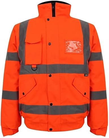 NFK TEXTILE Hi Vis Bomber Jacket High Visibility Work Wear Hi Vis Safety Waterproof Work Wear Bomber Jackets Reflective Security Jackets