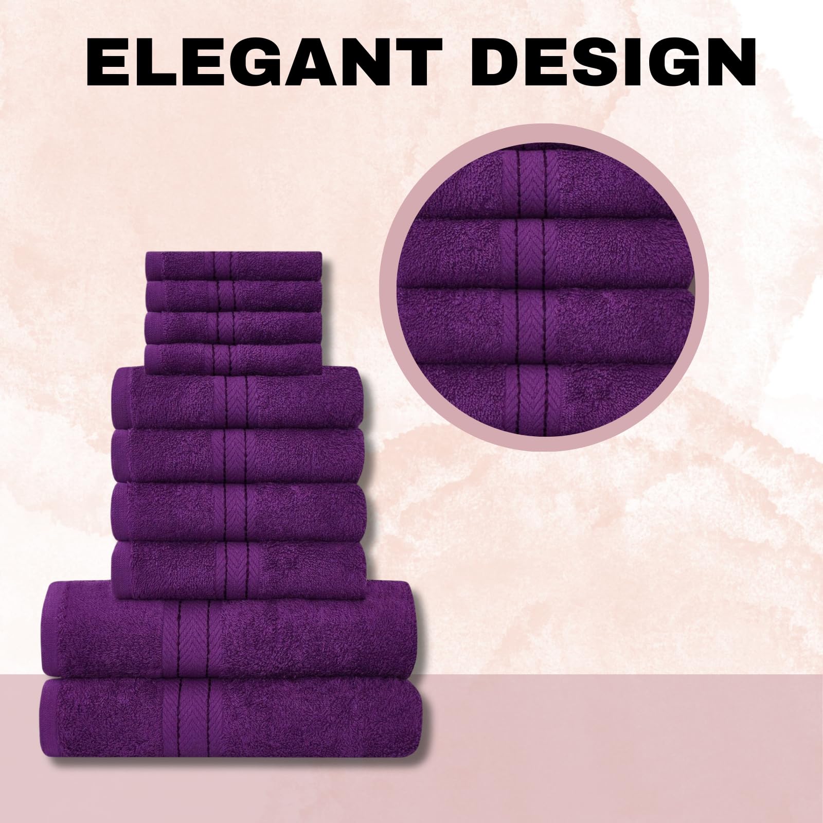 NFK TEXTILE Ultimate Luxury Towel Set - 10 Piece 100% Egyptian Cotton, Soft, Absorbent & Extra Large 4 Face, 4 Hand, 2 Bath Towels