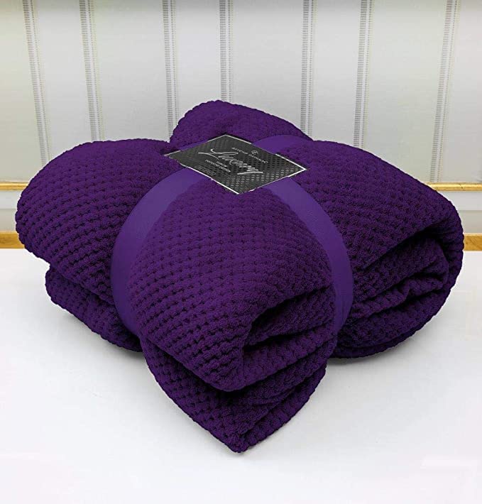 NFK Popcorn Waffle Fleece Throw Blanket