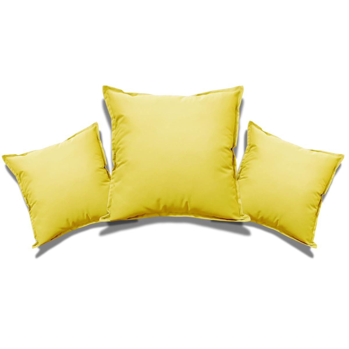 NFK Textile Waterproof Garden Pillow Covers Soft Cushion Cover Furniture Decorative Indoor & Outdoor Living Room Cushion Seats Patio (Yellow, Pack of 2 (45x45 cm))