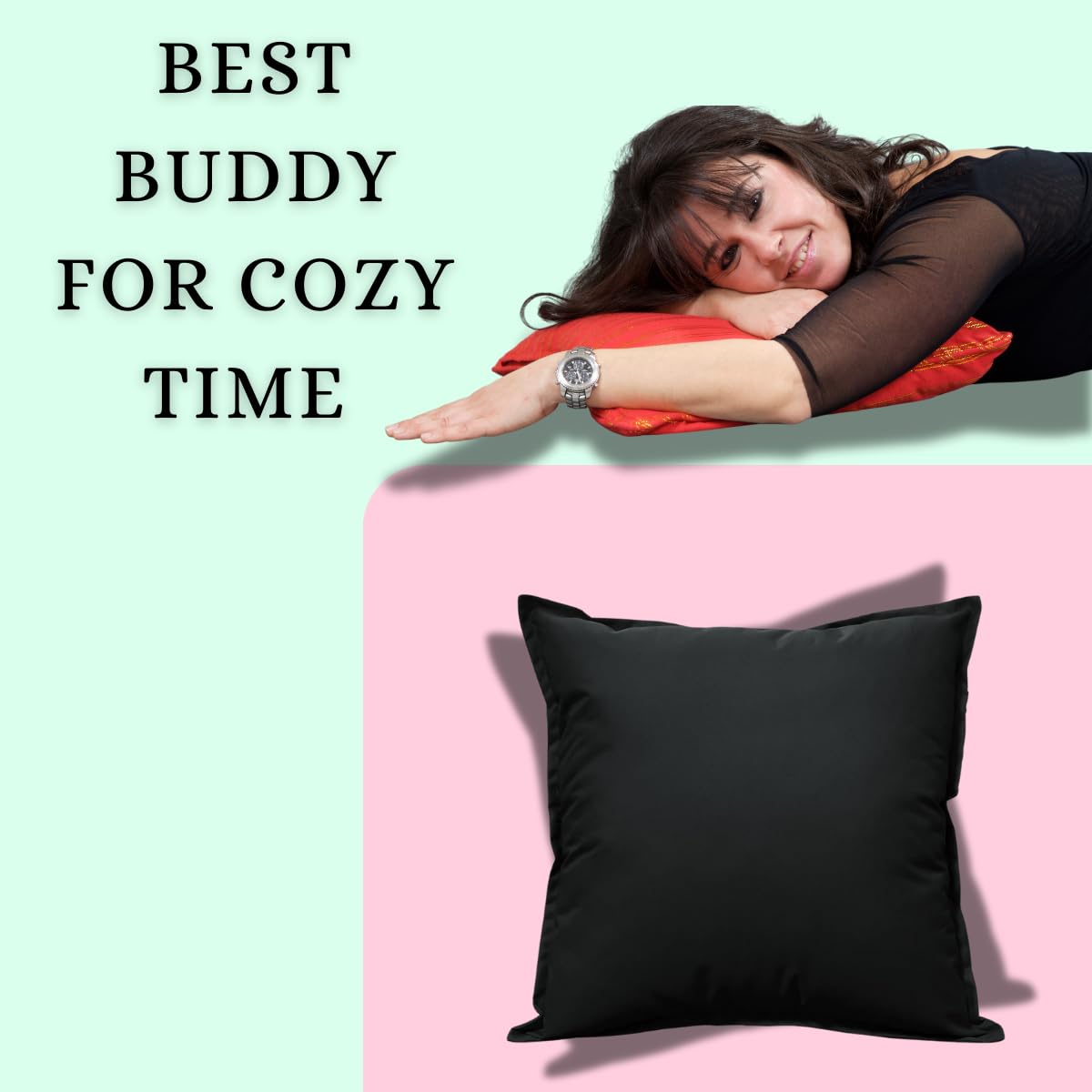 NFK Textile Waterproof Garden Pillow Covers Soft Cushion Cover Furniture Decorative Indoor & Outdoor Living Room Cushion Seats Patio (black, Pack of 2 (45x45 cm))